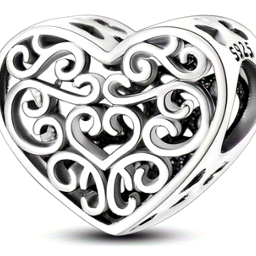 Silver Filgiree Heart Charm SALE